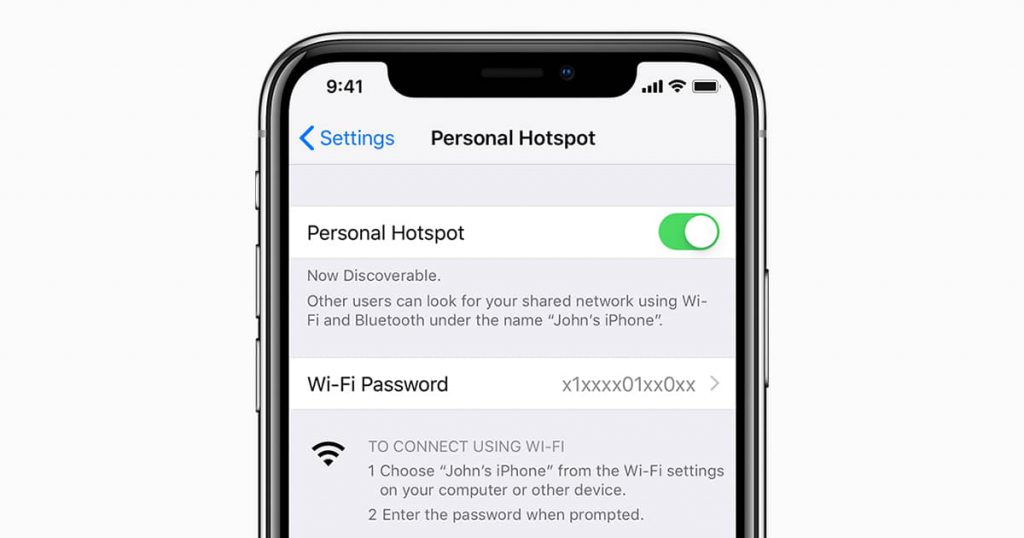 راه اندازی و اتصال به Personal Hotspot یا هات‌اسپات