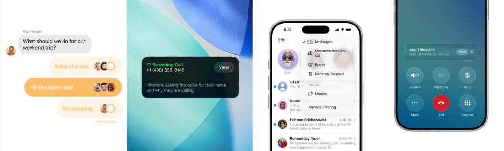 قابلیت های ios 26 - تماس‌ها، Messages و تجربهٔ ارتباطی
