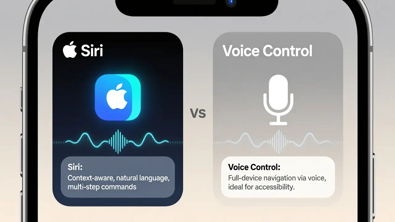 تفاوت قابلیت Voice Control با Siri